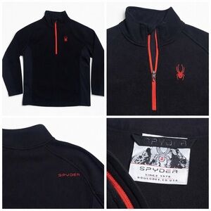 Spyder Men’s 1/4 Zip Pullover | Size L | Black & Red Performance Fleece